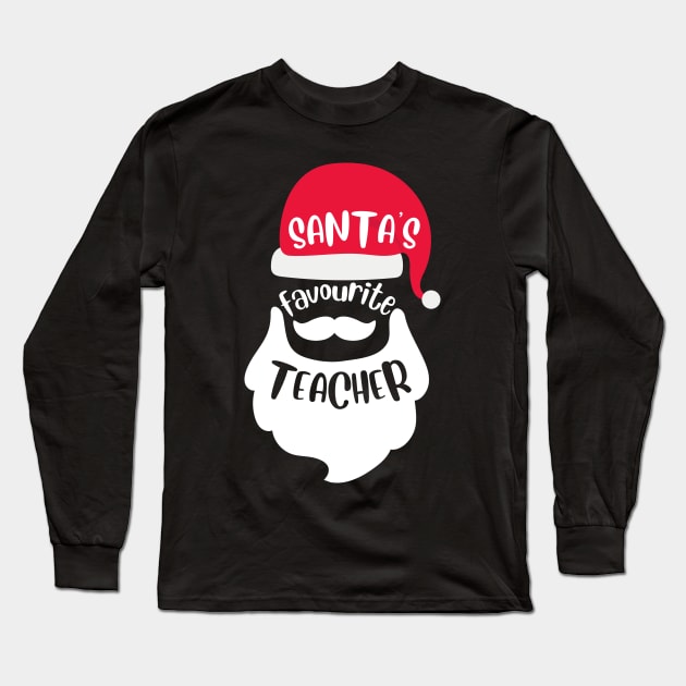 Santa's Favourite Teacher Long Sleeve T-Shirt by littleprints